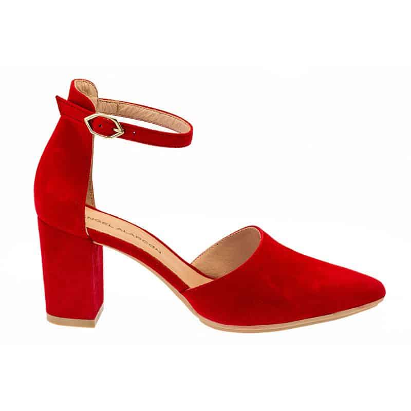 Zapatos para novia rojos con tacon ancho