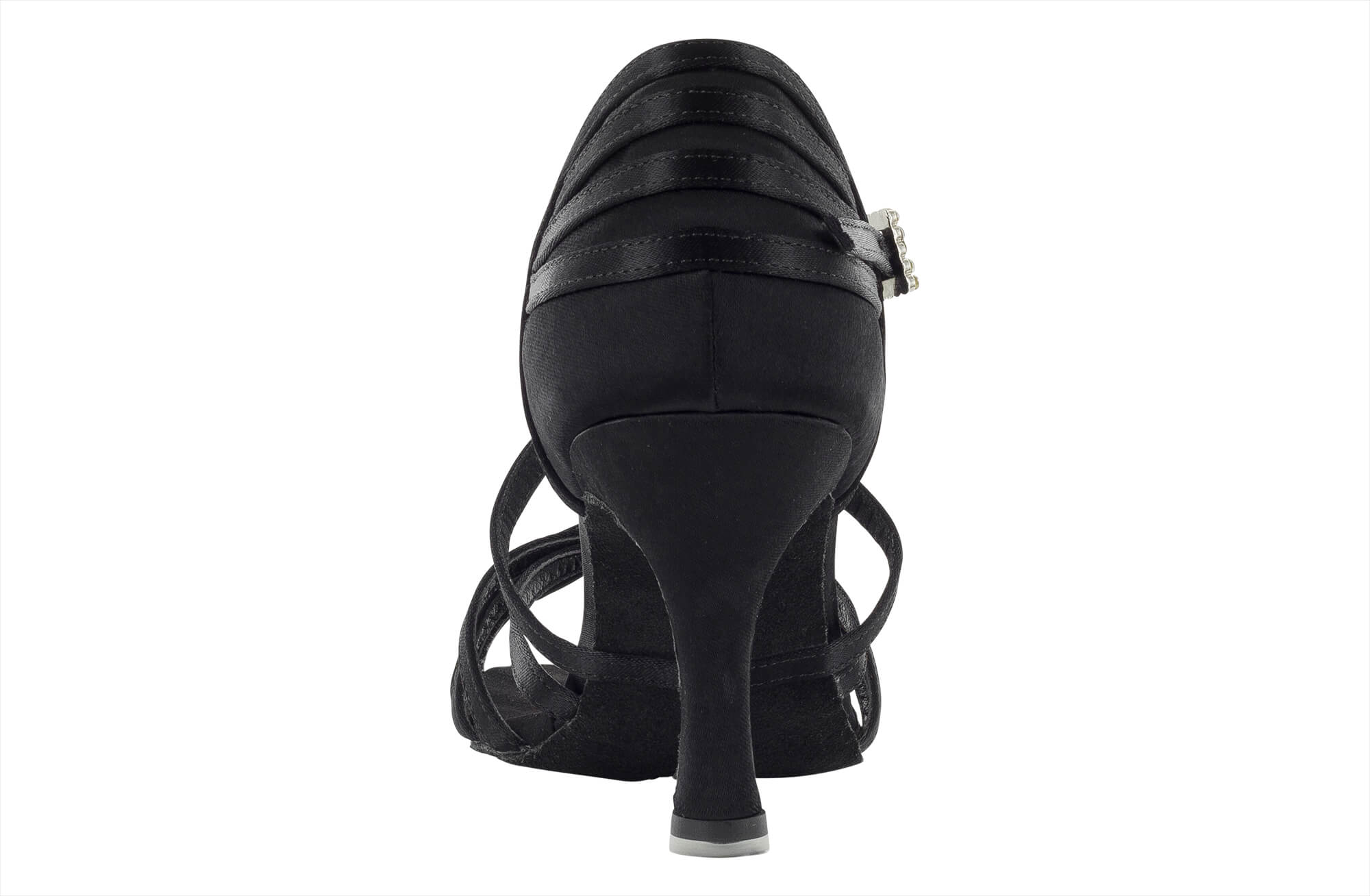 scarpa da ballo 5 fasce in raso nero con nodino tacco 75 cm back