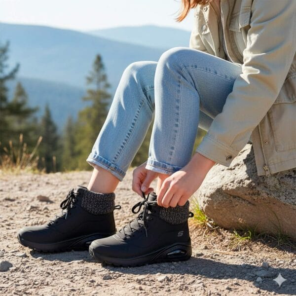Botin de color negro Skechers para mujer