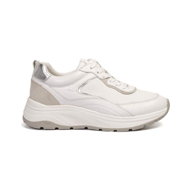 Deportivo blanco de mujer Tamaris - Cordones y cremallera